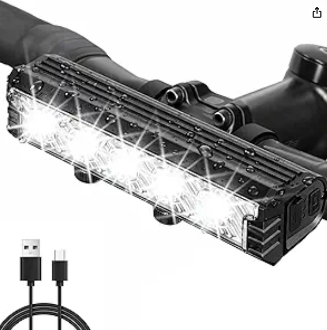 Ebike Headlight, 2800 Lumens Bike Light Bar with 5 LEDs, USB Rechargeable 6400mAh Ebike Light, 5 Modes, IPX5 Waterproof, Easy to Install for Night Riding