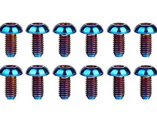 12Pcs Titanium Bolts Torx M5x10  EBike Disc Brake Cycle Rotor Screws Gr5 (Burnt Blue)