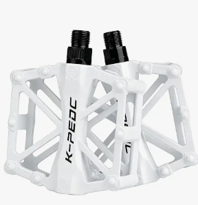 White, Aluminium CNC Bike Pedals 9/16", Lightweight Mountain Road Bike Pedal with 16 Anti-Skid Pins Bicycle Pedals for MTB BMXAluminium CNC Bike Pedals 9/16", Lightweight Mountain Road Bike Pedal with 16 Anti-Skid Pins Bicycle Pedals for MTB BMX