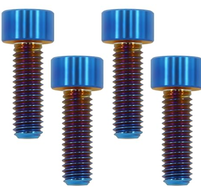 Yozma In 10 Titanium Bolts M6x18 Titanium Bolts (4PC) - Lightweight Design | Ideal for Humid/Salty Environments | Socket Head Hex Key No Washer | MTB/Motorcycle Bolts | Burnt Blue